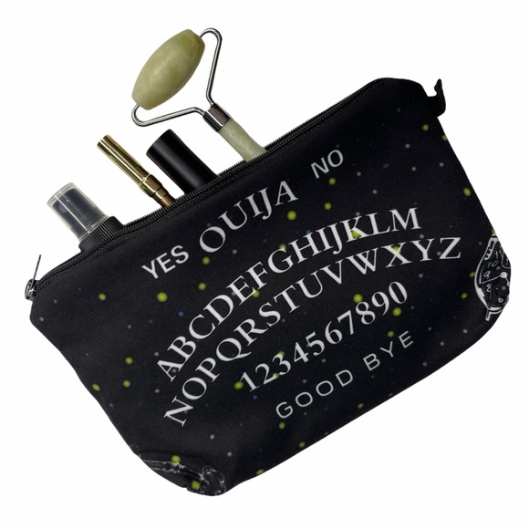 Makeup Bag Gothic Black Ouija Style Zip Up Horror - Picture 7 of 7
